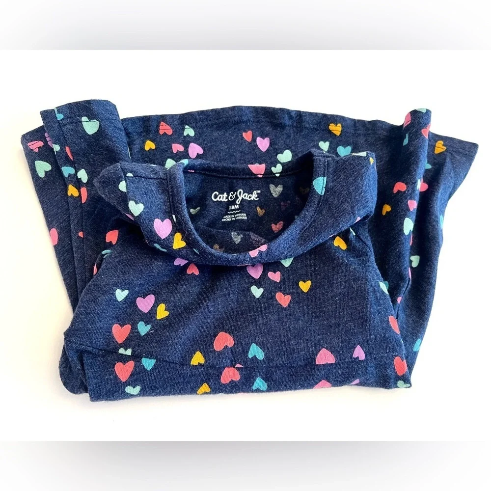💫$6/ADD ON 💫  ADORABLE Cat & Jack Navy Dress with Heart Pattern Baby Girl 18MTHS